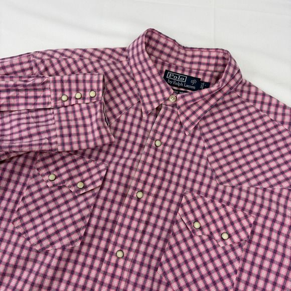 Polo Ralph Lauren Mens Authentic Western Pearl Snap Shirt Sz L Cowboy Rodeo